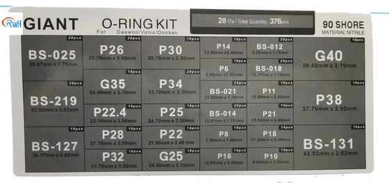 Glándula gigante NBR O Ring Box Black For Excavator Daewoo Doosan
